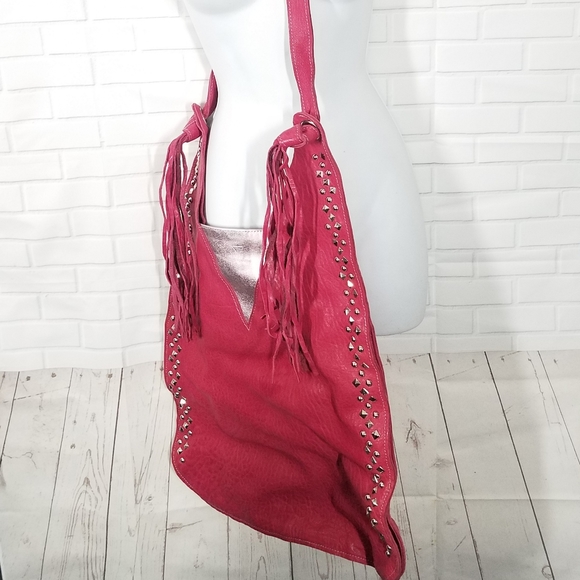 Thulare Monareng Oversized Bubble Gum Pink Cow Hide Studded Bag - Picture 8 of 15